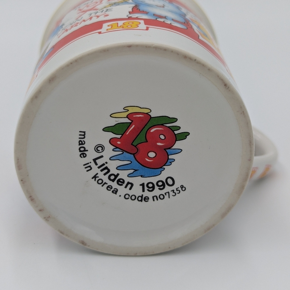 Vintage 90s 18th Birthday Celebration Mouse Coffee Tea Mug Beige Yellow Ceramic - Picture 2 of 11
